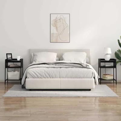 Nachtkastje met plank Zwart Eiken 40 x 40 x 61 cm Bewerkt hout