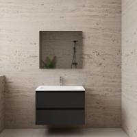 ACTIE BWS Badmeubel | Paris | Mat Zwart 80 cm | Mat Wit Wastafel | 1 Kraangat - thumbnail