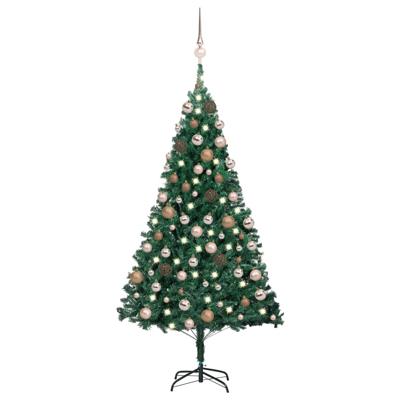 VidaXL Kunstkerstboom met verlichting en kerstballen 120 cm pvc groen