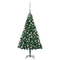 VidaXL Kunstkerstboom met verlichting en kerstballen 120 cm pvc groen - thumbnail