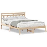 Bedframe met hoofdeinde Bruin 140 x 190 cm Massief grenenhout - thumbnail