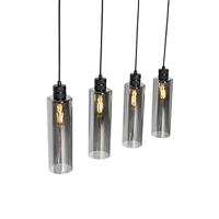 QAZQA Moderne hanglamp zwart met smoke glas 4-lichts - Stavelot - thumbnail