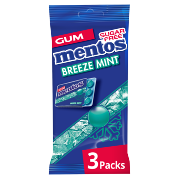 Mentos Gum Breeze Mint Suikervrij Blister 3pack bij Jumbo
