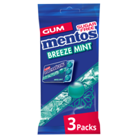 Mentos Gum Breeze Mint Suikervrij Blister 3pack bij Jumbo - thumbnail
