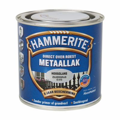 Hammerite Metaallak Direct over Roest Hoogglans - S015 Zilvergrijs
