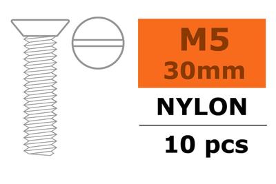 Verzonken schroef met zaaggleuf, M5X30, Nylon (5st)
