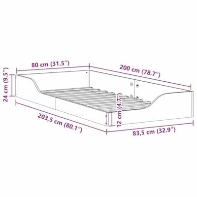Bedframe Wit 80 x 200 cm Massief grenenhout Bedframe Wit 80 x 200 cm Massief grenenhout