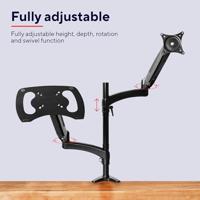 Trust Mara monitorarm, dubbele arm met 1 laptoparm, zwart - thumbnail