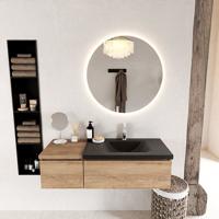 MONDIAZ BUKLA 120cm badmeubel met module 40 kleur Washed Oak met 2 lades. Wastafel CLOUD rechts 1 kraangat kleur Urban. - thumbnail