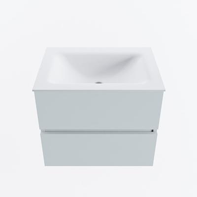 MONDIAZ VICA 60cm badmeubel onderkast Clay 2 lades. Wastafel CLOUD midden zonder kraangat, kleur Talc.