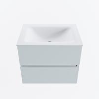 MONDIAZ VICA 60cm badmeubel onderkast Clay 2 lades. Wastafel CLOUD midden zonder kraangat, kleur Talc. - thumbnail