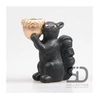 Season Inspired Decoration Theelichthouder eekhoorn 16,3cm zwart - thumbnail