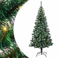 VidaXL Kunstmatig voorverlicht kerstboom groen 150 cm pvc en metaal - thumbnail
