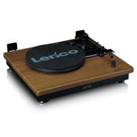 Platenspeler met Bluetooth-ontvangst en twee houten speakers - thumbnail