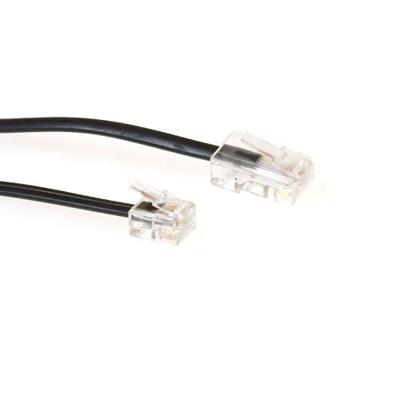 ACT TD5309 Zwarte Platte Telefoonkabel | RJ11 en RJ45 connectoren | Zwart | 5 meter