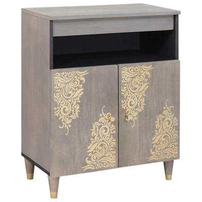 Dressoir Grijs en Goud 60 x 33.5 x 75 cm Massief mangohout