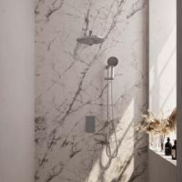 Brauer Chrome Carving Thermostatische Regendoucheset Inbouw - Hoofddouche 30 cm - Rechte Wandarm - 3 Weg - Handdouche 3 Standen - Doucheslang - Geintegreerde Glijstang - Chroom - thumbnail