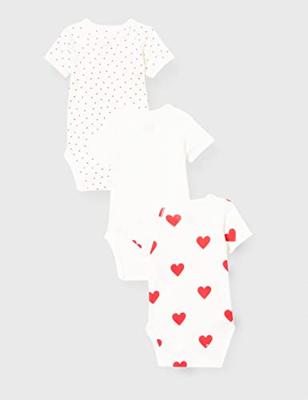 Set van 3 gekruiste babyrompertjes met korte mouwen en harten in biokatoen PETIT BATEAU wit Set van 3 gekruiste babyrompertjes met korte mouwen en harten in biokatoen PETIT BATEAU wit