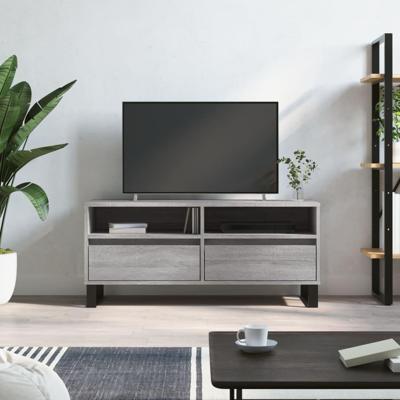 Tv-meubel 100x34,5x44,5 cm bewerkt hout grijs sonoma eikenkleur Tv-meubel 100x34,5x44,5 cm bewerkt hout grijs sonoma eikenkleur