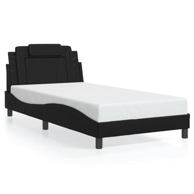 Bedframe met LED-verlichting kunstleer zwart 100x200 cm - thumbnail