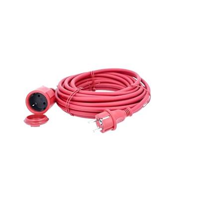 as - Schwabe 60210 Rubberen Verlengkabel met Beschermende Contactspoel Plug, IP44, 230 V/16 A, 10 meter Kabellengte, Rood