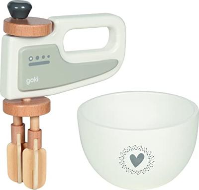 Goki houten handmixer met kom, 2ldg.