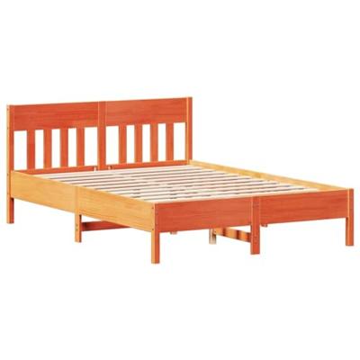 Bedframe met hoofdbord massief grenenhout wasbruin 120x190 cm