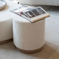 Eleonora Poef/Bijzettafel 'Avah' Bouclé, 41cm, kleur Beige - thumbnail