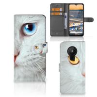 Nokia 5.3 | Telefoonhoesje | Met pasjeshouder | Witte Kat - thumbnail