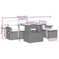 6-delige Loungeset met kussens poly rattan beige - thumbnail