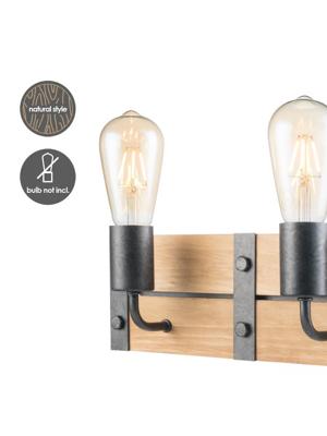 Home sweet home denton wandlamp 2L hout / burned metal Home sweet home denton wandlamp 2L hout / burned metal