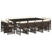 13-delige Tuinset met kussens poly rattan bruin - thumbnail