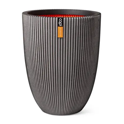 Capi nature groove nl elegant laag vaas 34x46 cm antraciet