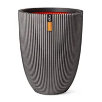 Capi nature groove nl elegant laag vaas 34x46 cm antraciet - thumbnail