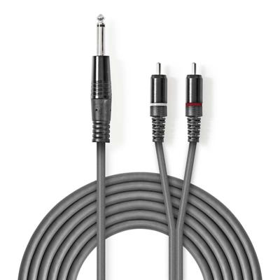 Stereo audiokabel | 6,35 mm male - 2x RCA male | 3,0 m | Grijs Stereo audiokabel | 6,35 mm male - 2x RCA male | 3,0 m | Grijs