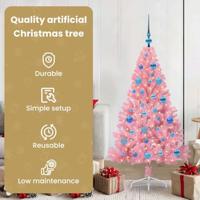 VidaXL Kunstmatig voorverlicht kerstboom met 150 led roze 150 cm pvc - thumbnail