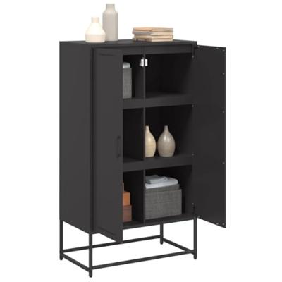 Hoge kast 68,5x38,5x123,5 cm staal zwart - thumbnail