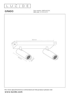 Lucide GRADO - Plafondspot - 2xGU10 (MR11) - Zwart