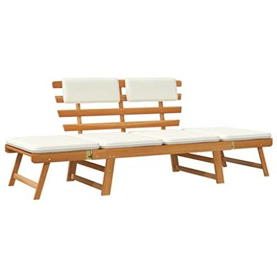 Tuinbank met kussens 2-in-1 190 cm massief acaciahout - thumbnail