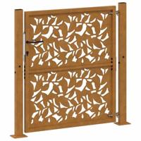 Poort met bladontwerp 105x105 cm weervast staal - thumbnail