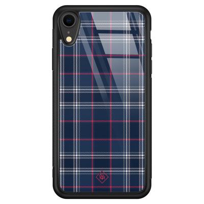 iPhone XR glazen hardcase - Tartan blauw