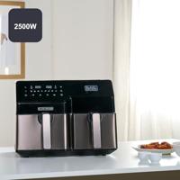 Black & Decker BXAF9000E Dubbel 9 l Vrijstaand 2500 W Heteluchtfriteuse Zwart, Roestvrijstaal - thumbnail
