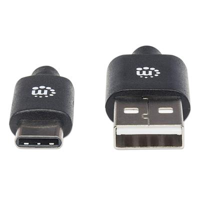 Manhattan 353298 USB-kabel USB 2.0 USB-C stekker, USB-A stekker 1.00 m Zwart UL gecertificeerd
