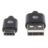 Manhattan 353298 USB-kabel USB 2.0 USB-C stekker, USB-A stekker 1.00 m Zwart UL gecertificeerd - thumbnail