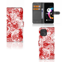 Telefoonhoesje met Naam Motorola Edge 20 Lite Angel Skull Rood | Portemonnee hoesje - thumbnail