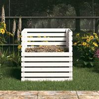 Compostbak 80x80x78 cm massief grenenhout wit - thumbnail