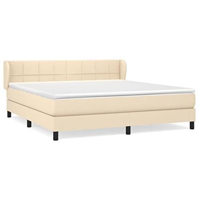 Boxspring met matras stof crèmekleurig 160x200 cm