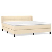 Boxspring met matras stof crèmekleurig 160x200 cm - thumbnail