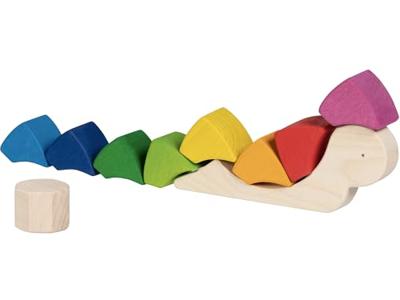 Goki houten puzzel en bouwstenen vrolijke slak pauline, 10dlg.