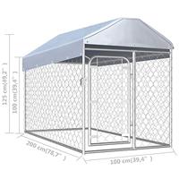 Hondenkennel voor buiten met dak 200x100x125 cm - thumbnail